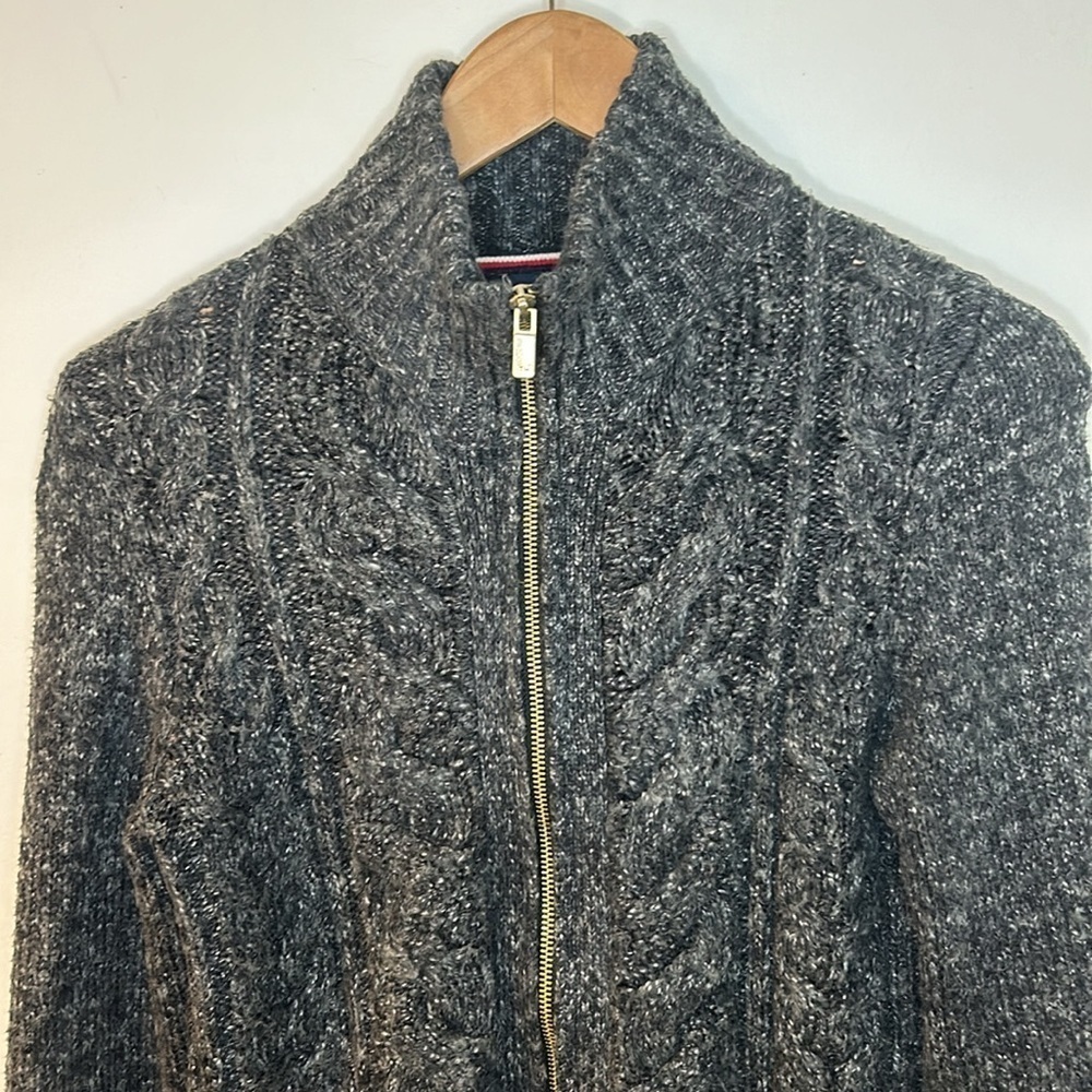 Tommy Hilfiger cotton blend knitted zip up sweater women’s size small cabincore